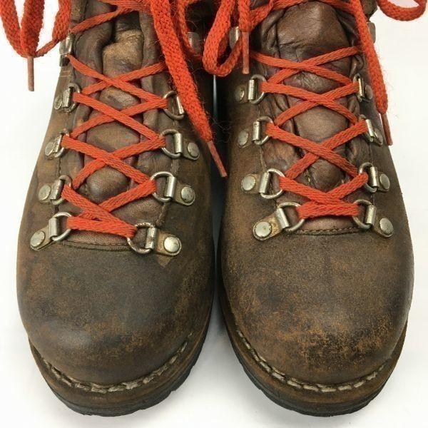 Před 80. léty Vintage MEINDL Turistické Trekové Boty Velikost 39 (Cca. 24,5 cm) Hnědá Kožená Pánská(POUŽITÝ)