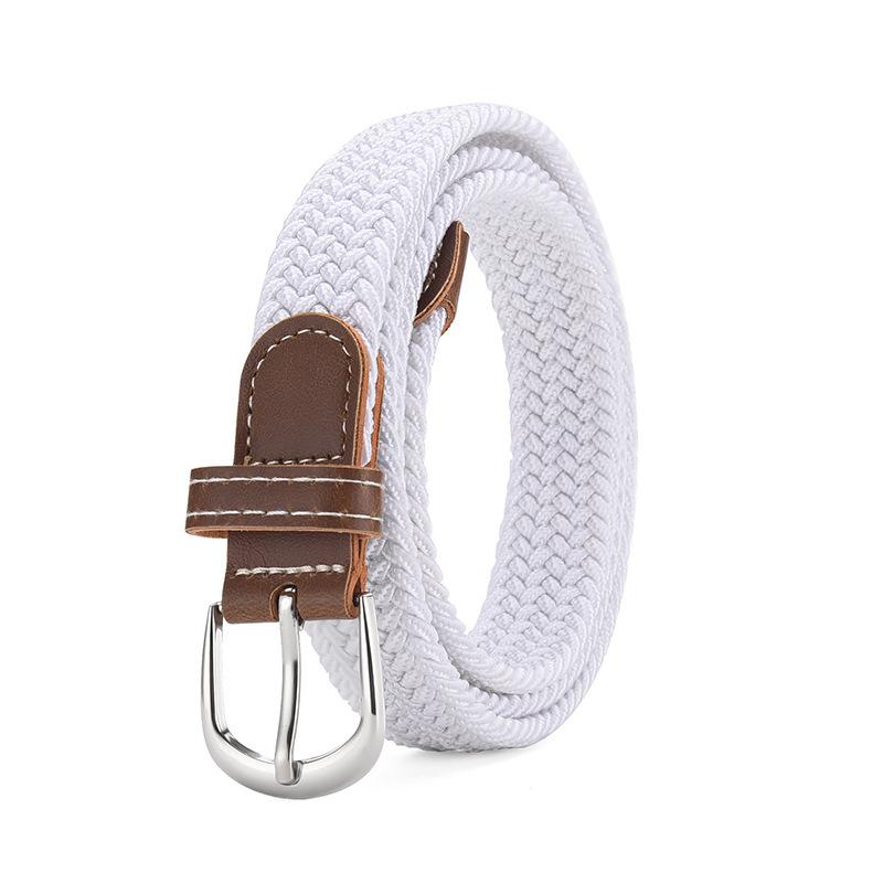Jeans Belt Women'S No Perforated Canvas Belt Women'S Braided Elastic Elastic Student Decorative Belt