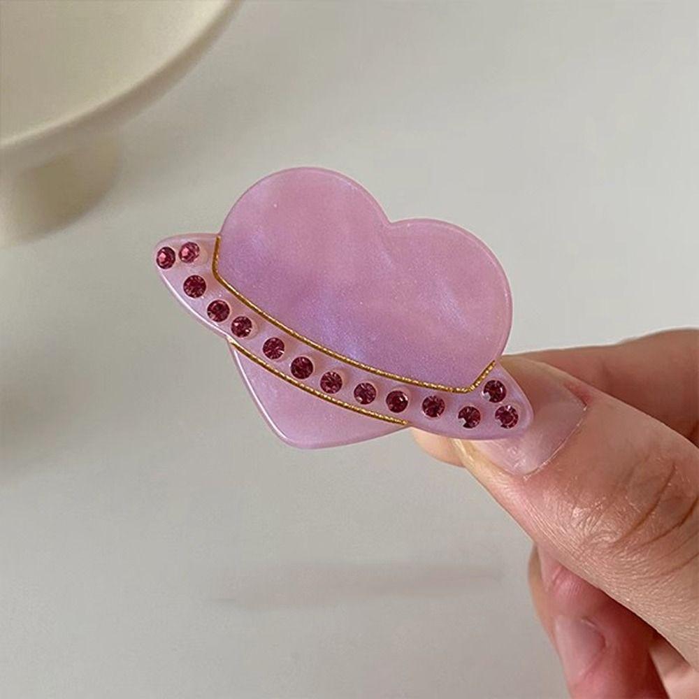 

Ins Style Acetate Heart Duckbill Clip Zircon Crystal Hairpin Planet Hair Clip Female/Children