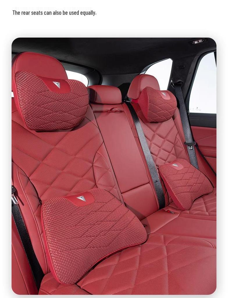 Changan Deepal Vehicle Headrest & Backrest Set: Neck Pillow & Waist Cushion for SL03/S7, Ice Silk Seat Cushion.