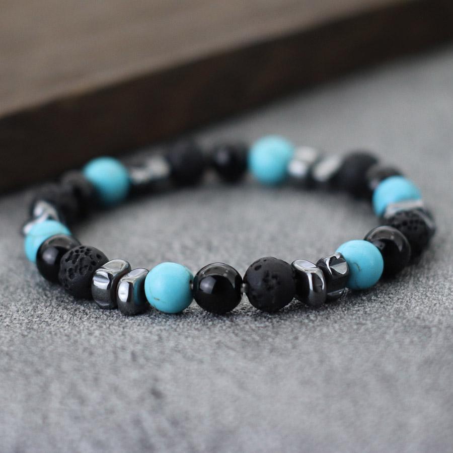 

Handmade Natural Stone Bracelet For Men Irregular Hematite Healing Braslet Grade A Lava Tiger Eyes Braclet Chakra Yoga Brazalete