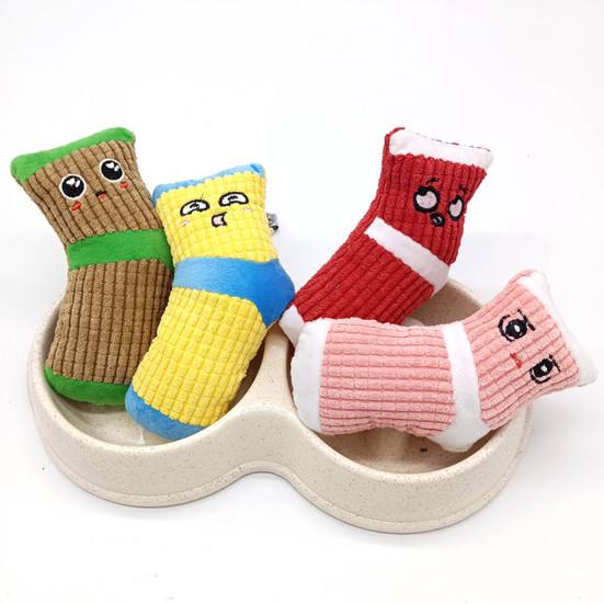 Yousheng Dog Chew Toy Bite-Resistant Multi-purpose Soft Fabric Socks Shape Puppy Squeaky Noise Sound Toy for Training