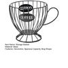 Coffee Pods Holder Mug Shape Coffee Capsule Basket Metal Wire Coffee Pods Organizer for Home Cafe Counter Table Bar