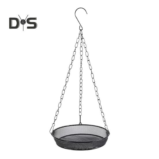 

Сетчатая подвесная кормушка для птиц, металлический поднос для корма с цепями, кормушка для птиц на открытом воздухе, для балкона, крыльца, двора Round
