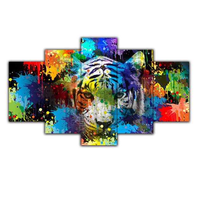 

Холст без рамки, 5 шт., абстрактные красочные львы, животные, настенные художественные постеры, картины, домашний декор для украшения гостиной 20x35cm*2 20x45cm*2 20x55cm*1