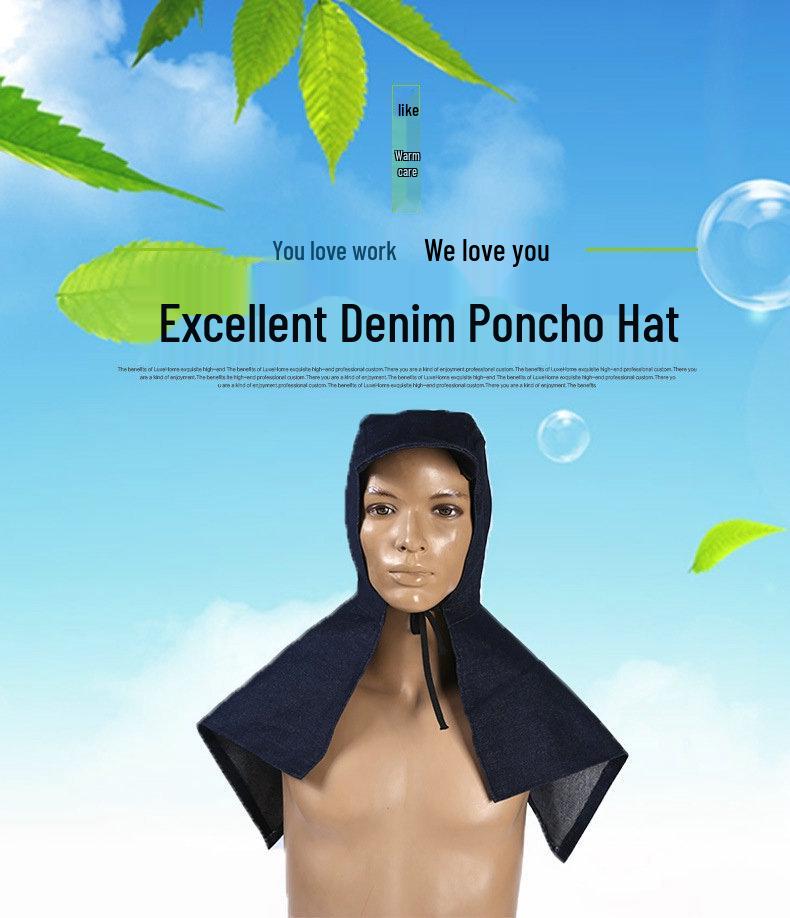 Denim Windproof Shawl Hat for Labor Protection Denim Shawl Hat