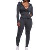 Fashion Women  Lady Split 2 Piece Sports Suit Set Casual Solid Color Suit