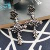 European and American Style Simple Personality Metal Alloy Earrings Female Hot Sale New Earrings Exaggerated Wild Thorns Rose Earrings