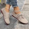 Plus Size Women's Shoes Vintage-Style Flat Casual Versatile Women's Single Shoes Low-Top Front Lace-Up Loafers