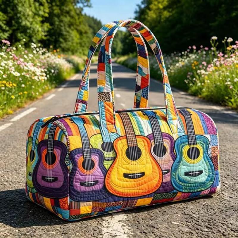 TEMU Quilted Travel Bag Fashion Print Womens Yoga Tote Gym