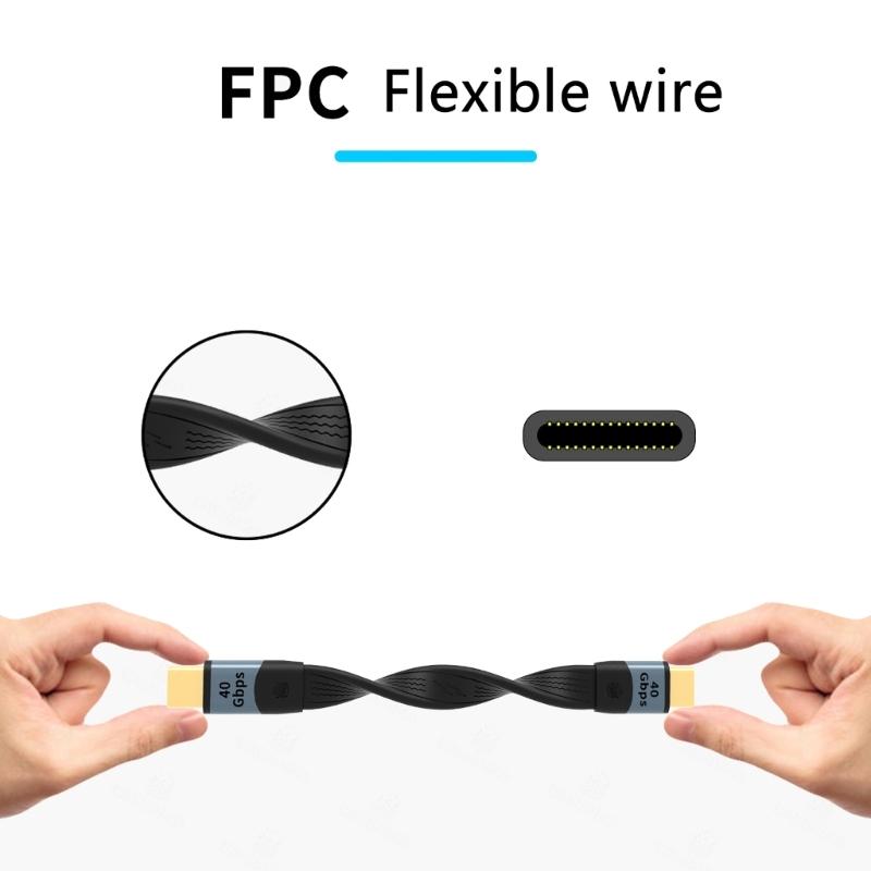 USB4.0 Fast Charging USB C To USB C Cable, 40Gbps Data Transfer, 100W Power FPC 8K Soft Short Line for Laptops Phones