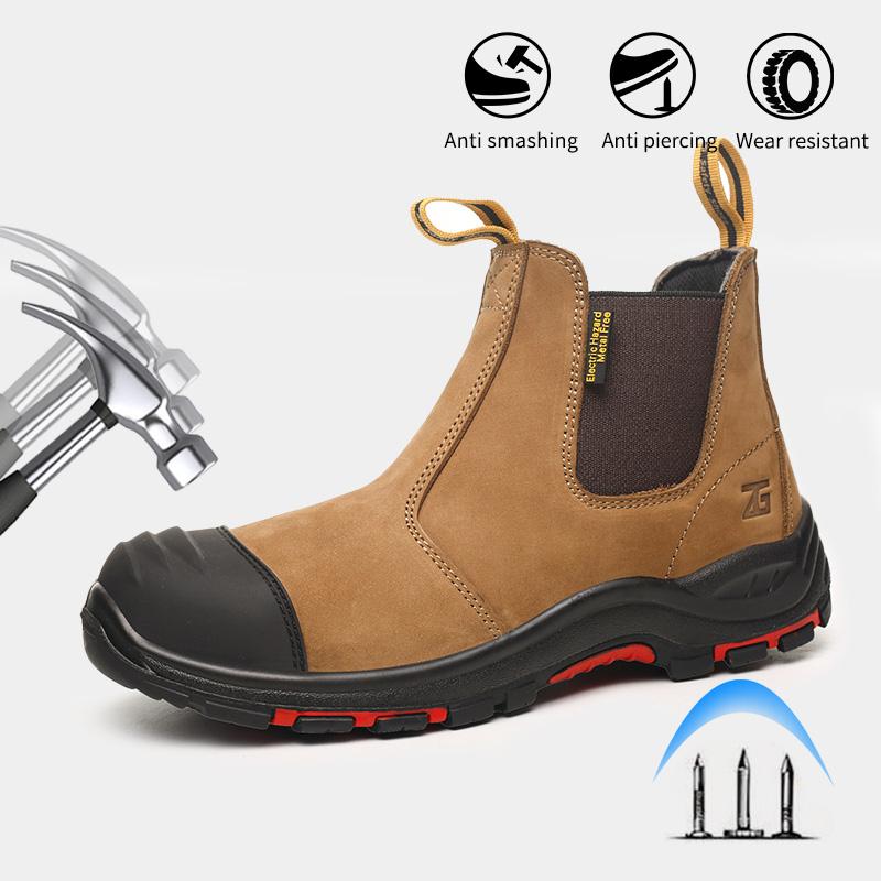 Men`s Genuine Leather Work Boots Safety