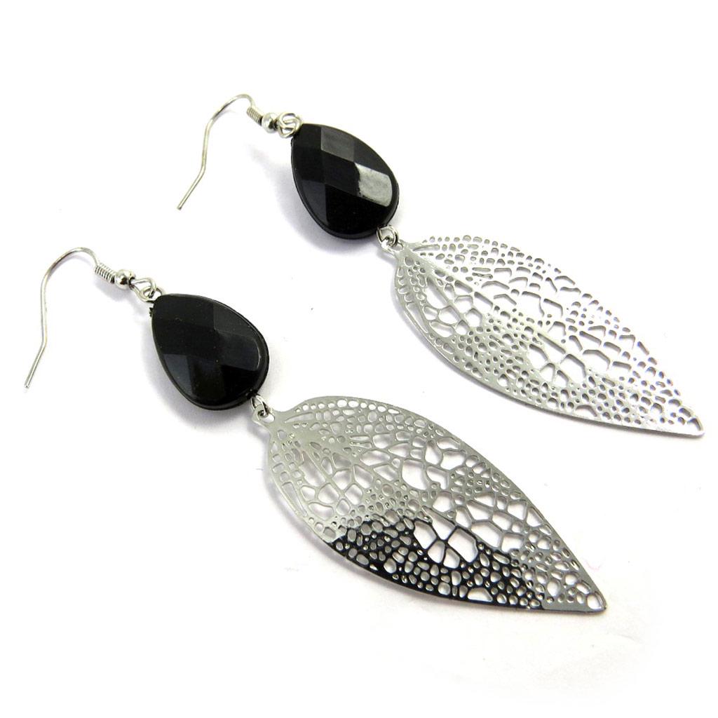 Les Trésors De Lily [M1891] - 'Carmen' Black Silver Earrings