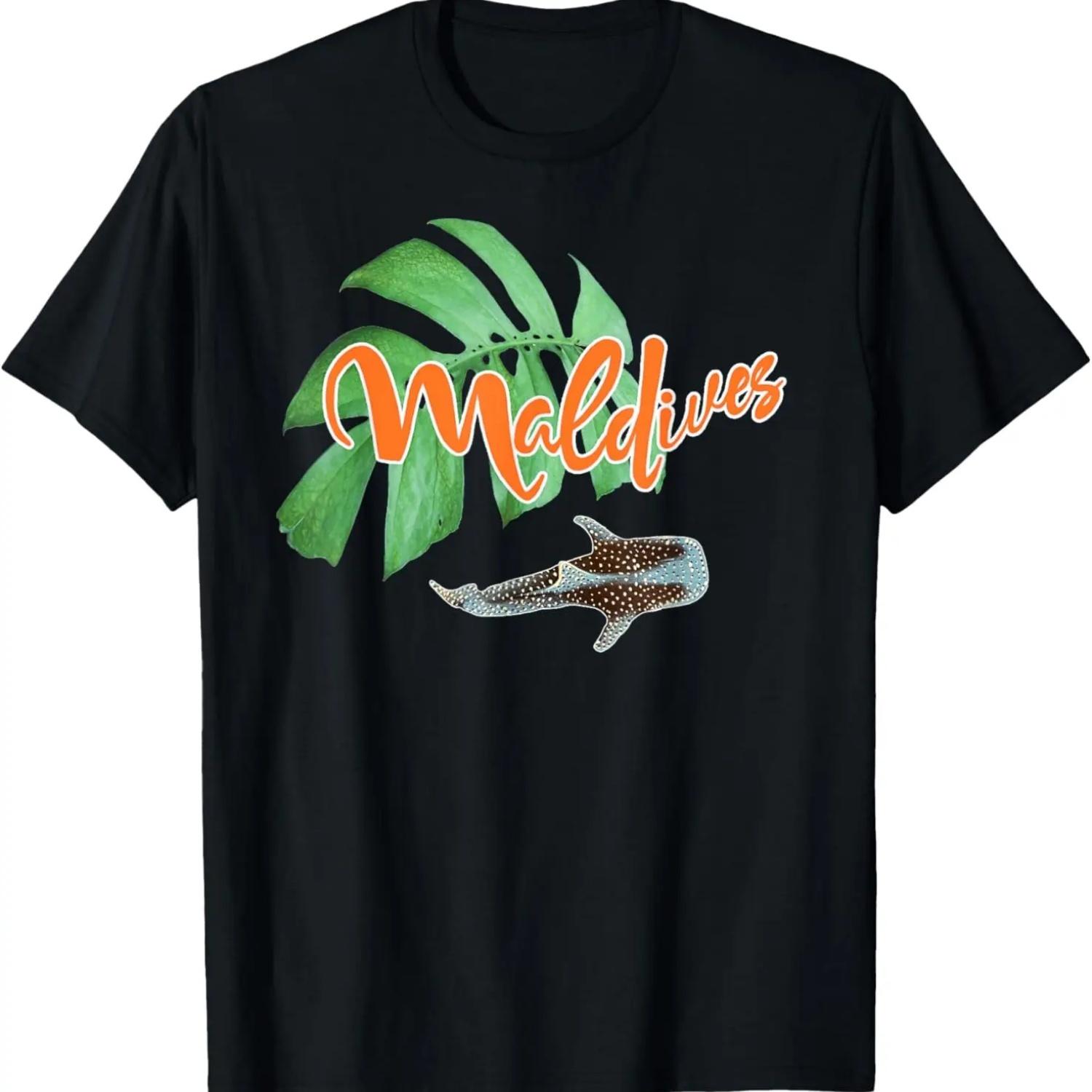 Maldives Whale Shark Monstera Vacation Travel Souvenir Gift T-Shirt S чёрный