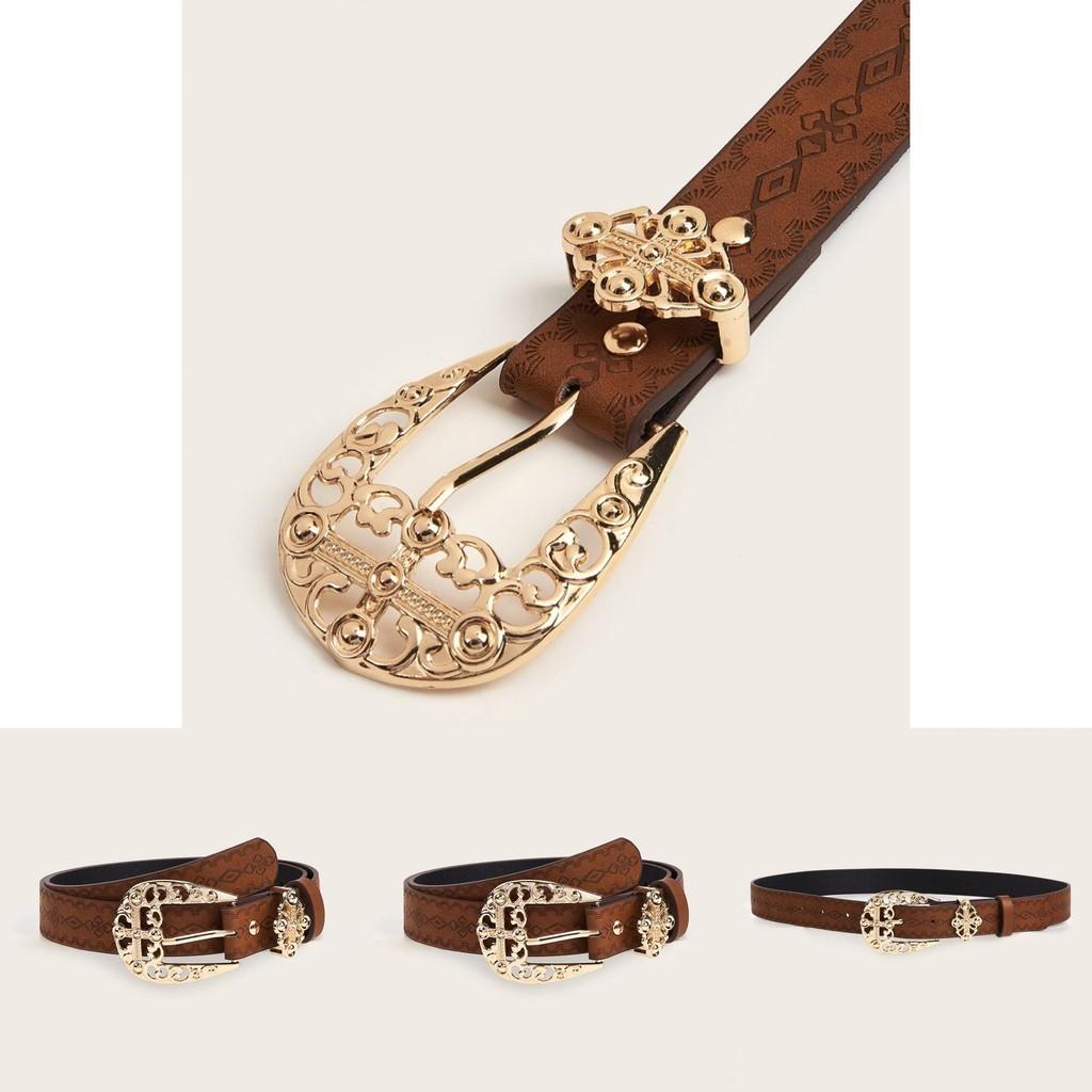 Trendy Western Style Hipster Belt With Intricate Embossed Patterned Design
