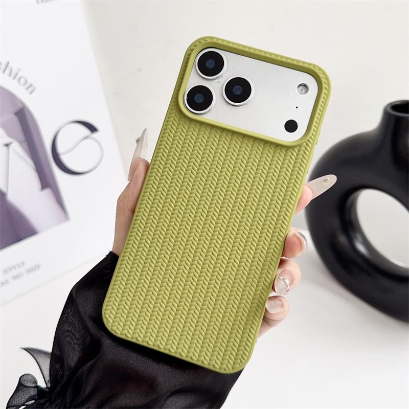 Simple Woven Matte Phone Cases For Apple iPhone 17 16 15 14 Plus 13 12 11 Pro Max Air Shockproof Soft Proteciton Non-slip Cover