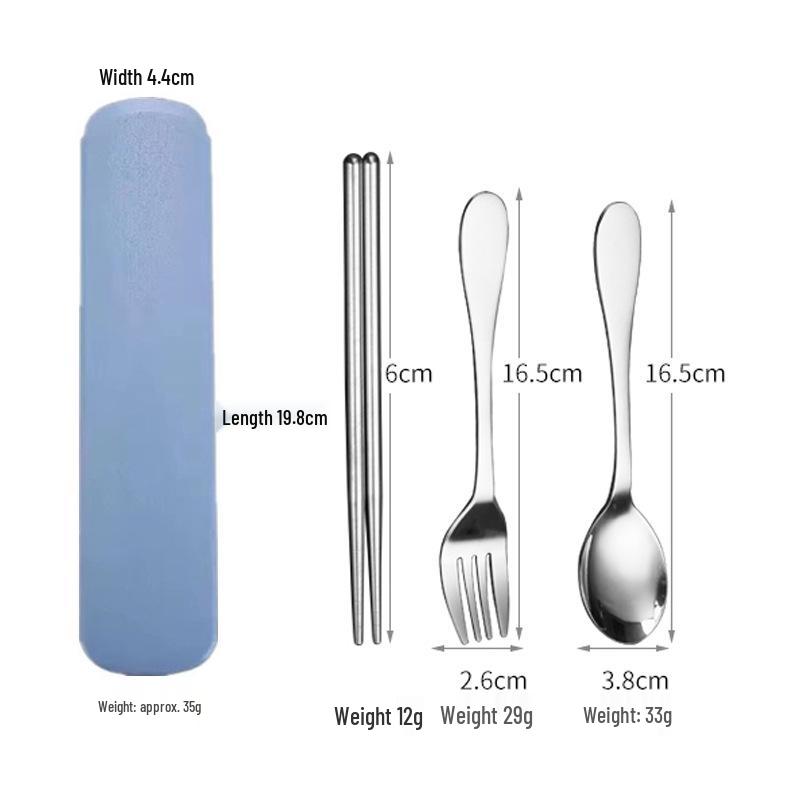 Portable Stainless Steel Cutlery Set: Fork, Spoon & Chopsticks - Ideal for Students & Outdoor Use