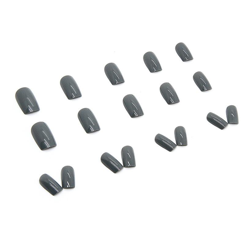 Cement Green Solid Color Square Medium And Long Manicure White High Cold Wind Manicure Wearable Manicure Piece