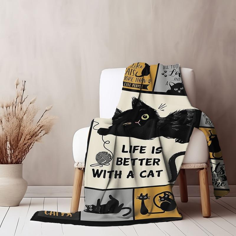 Cozy Cat Lovers Dream Blanket Super Soft Flannel Throw Pattern Digital Printing and Lightweight Design for Camping Perfect Gift