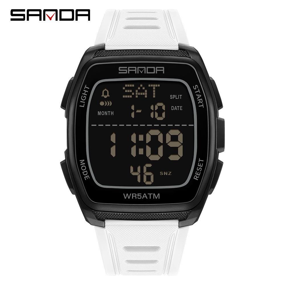 SANDA 9080 Men's Luminous Barrel-Shaped Sports Watch - Multifunctional, Waterproof, and Ideal for Student Parties.