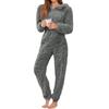 Women's Fashion Solid-Color Homewear Plush Onesie Long-Sleeve Hooded Loungewear Pajamas