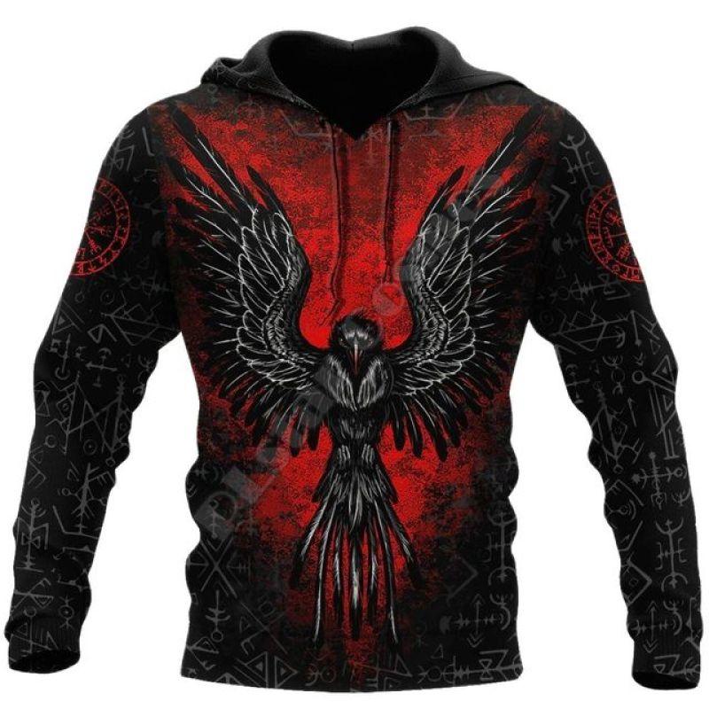 Felpa Con Cappuccio Uomo ENLACHIC – Stampa 3D Tatuaggio Vichingo Lupo Fenrir, Unisex, Taglie S-5XL