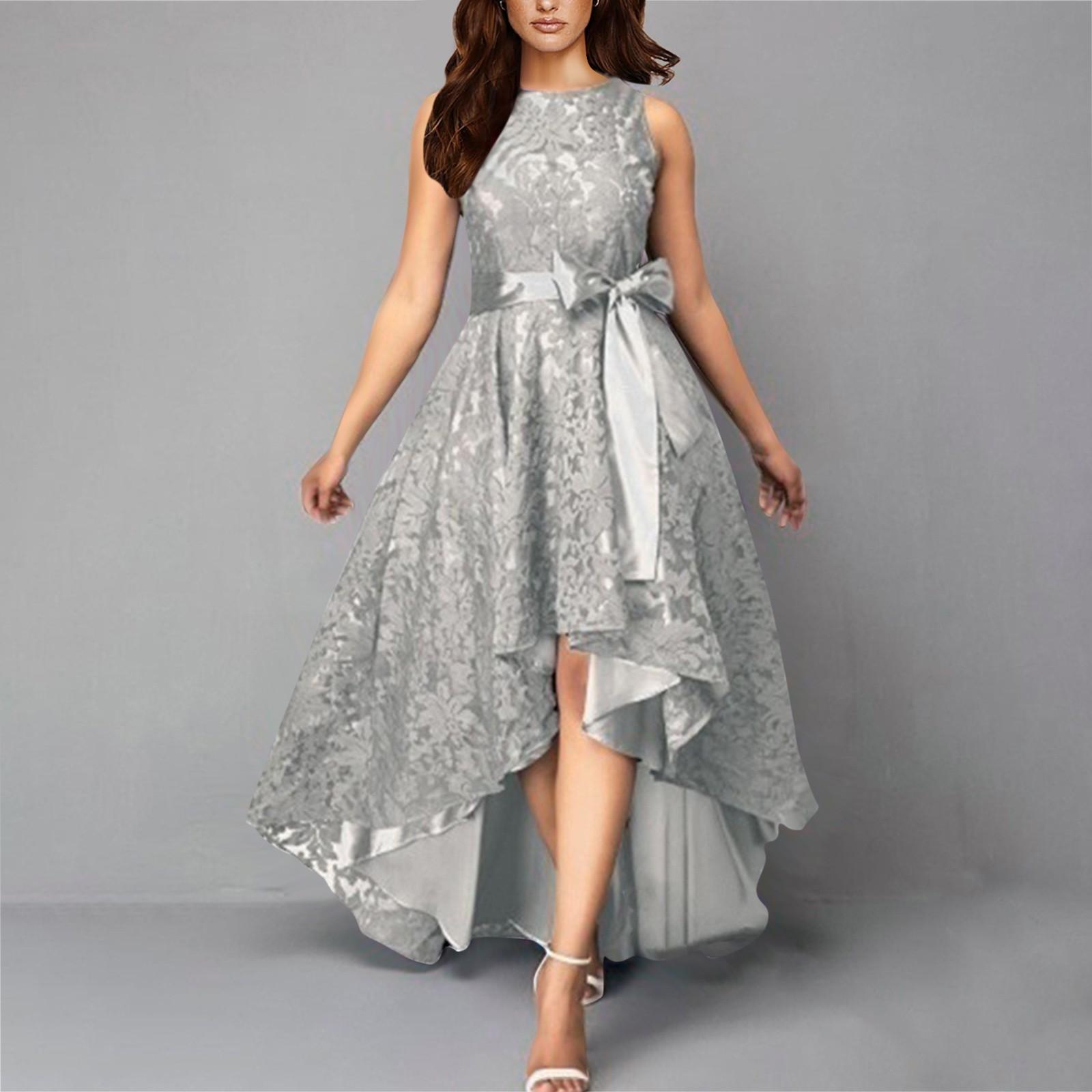 

Женское платье Кружевное лоскутное платье неправильного дизайна Вечернее платье Вечернее платье L серый