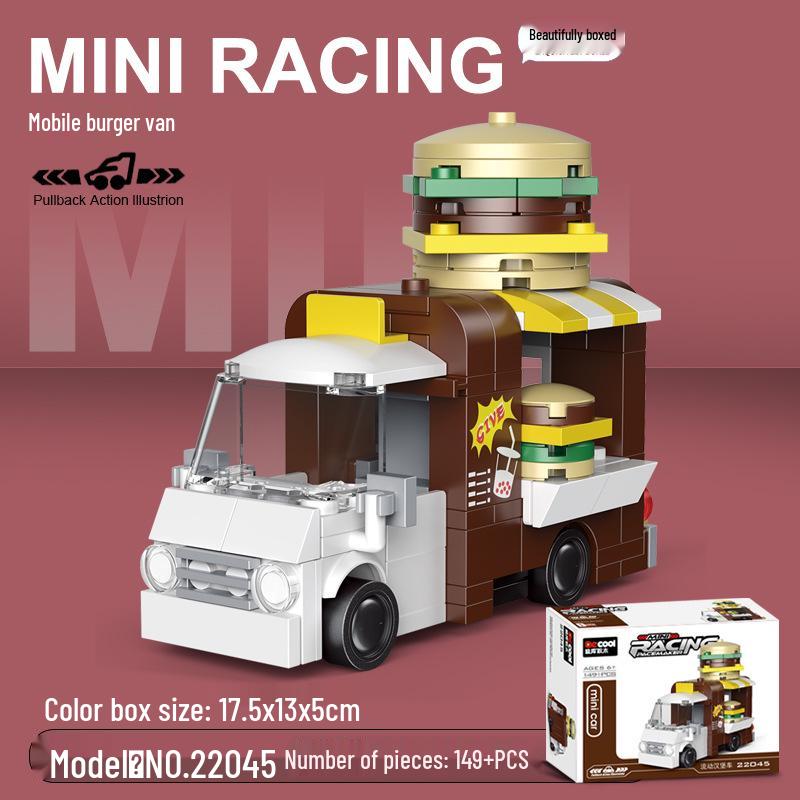 Pull-Back Assembly Toy Set: Campervan, Race Car, Ambulance, Fire Truck