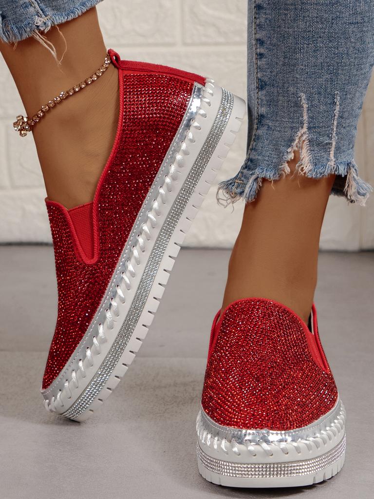 Mokasíny veľkej veľkosti Dámske platformové ploché topánky Jarné Nové Dizajnové Šaty Krištáľové topánky Chôdza Pohodlie Jediné topánky Zapatos Mujer Q84