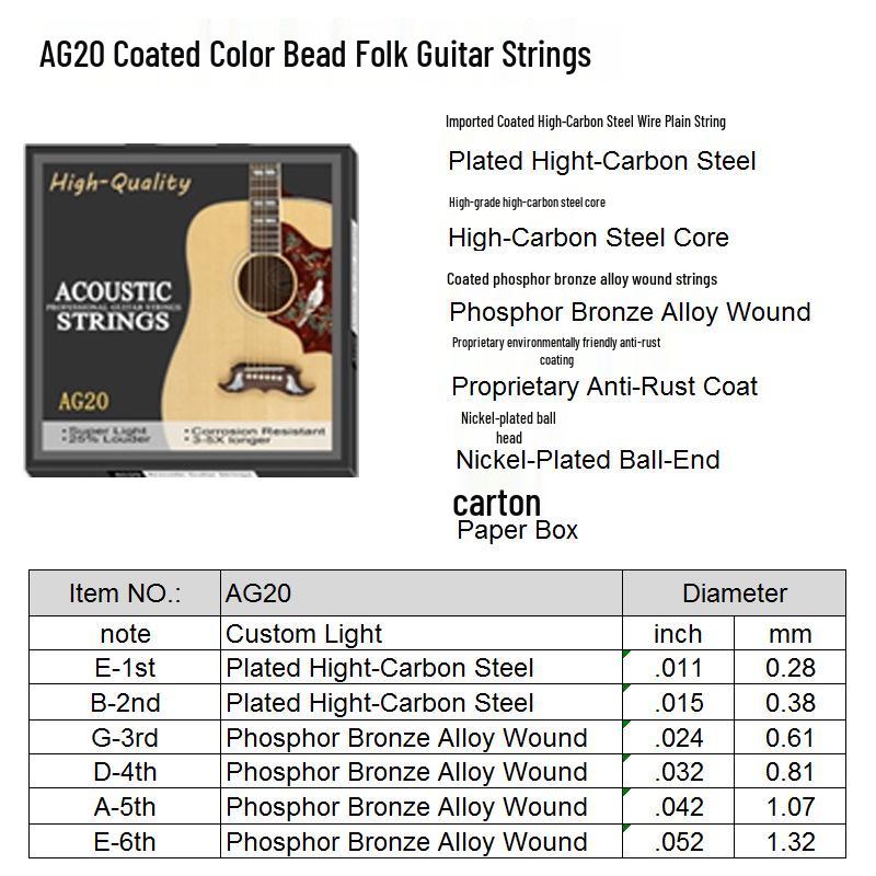 Colored Phosphor Bronze Acoustic Folk Guitar String Set