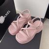 Platform Sandals Women's Summer New Small Muffin Heightening Cool Slippers Open-toed Beach Shoes with Skirt