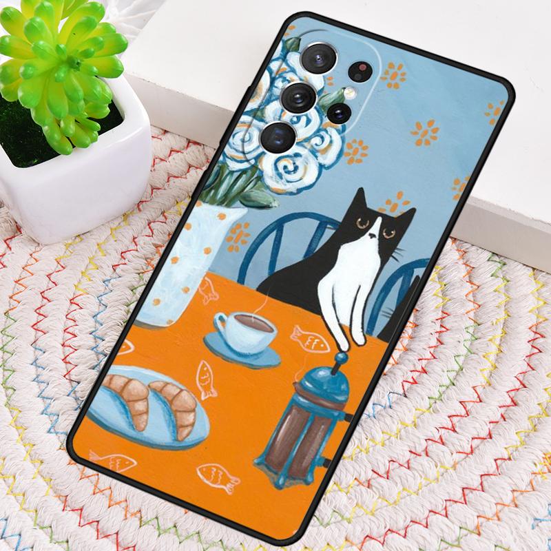 Cute Animal Cat Coffee Phone Case for Samsung Galaxy Note 10 Pro S26 Ultra S23 S24 FE S25 S21 S22 PLUS Shockproof Cove