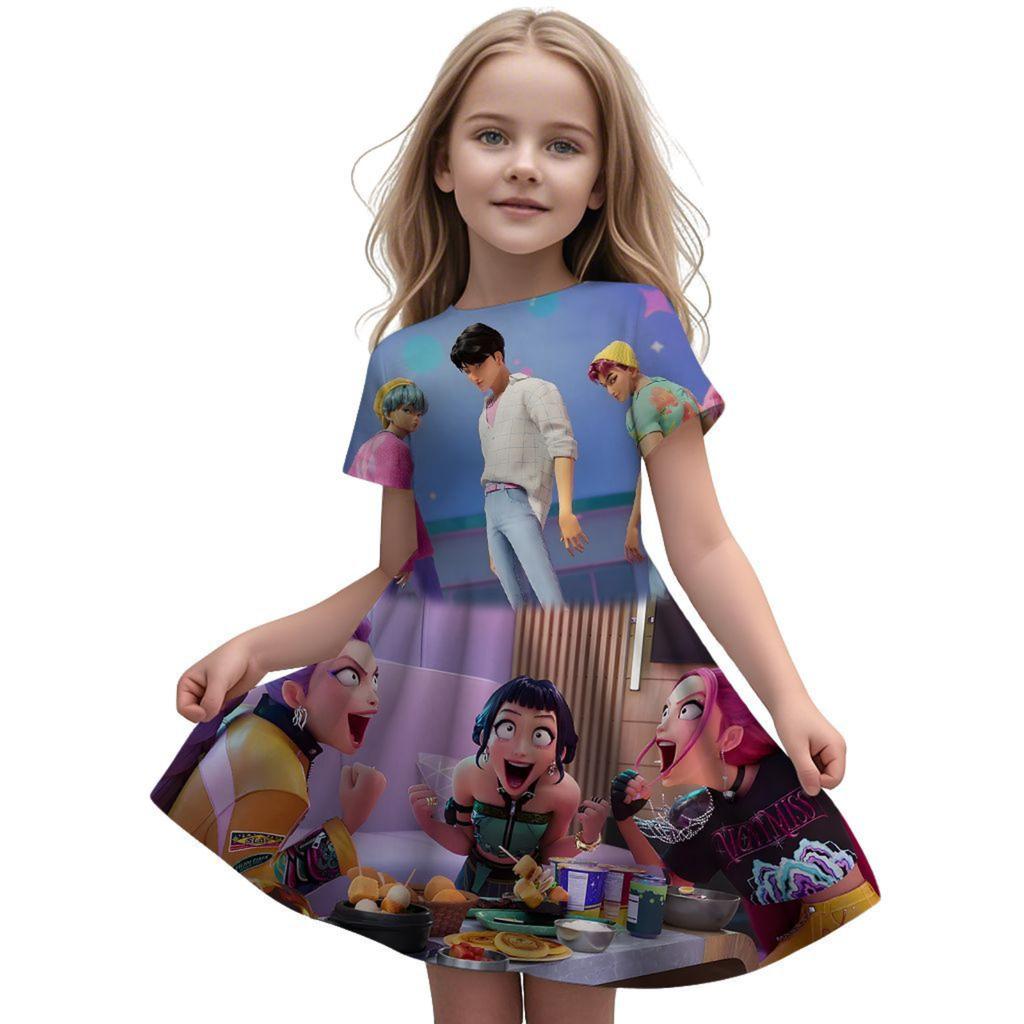 Girls Fly Sleeve Nightgown Girls Milk Silk Dresses