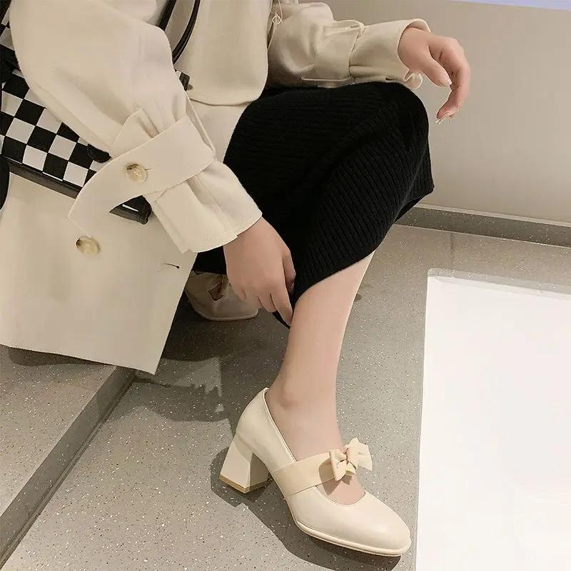 Shoes for Women with Bow Square Toe Moccasins Woman Pumps Stilito on Promotion Popular Comfortable and Elegant Chic Slip 39 Non