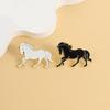 2026 Year of the Horse Enamel Pins Black White Galloping Horse Brooches Elegant Lapel Badges For Outfits Zodiac Gift For Friends