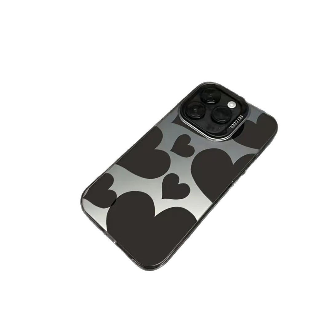Foreign trade new black heart pattern for apple 16/15/14 pro mobile phone case 15promax13/12/11X