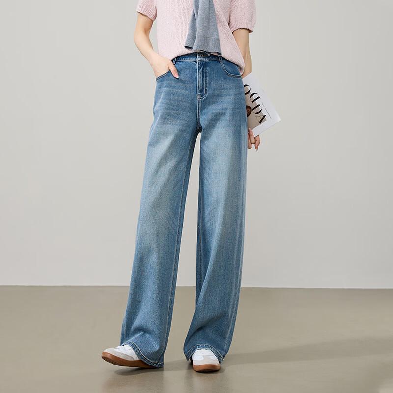 ESE-Y Women's Four-Way Stretch Lyocell Cotton Straight-Leg Jeans