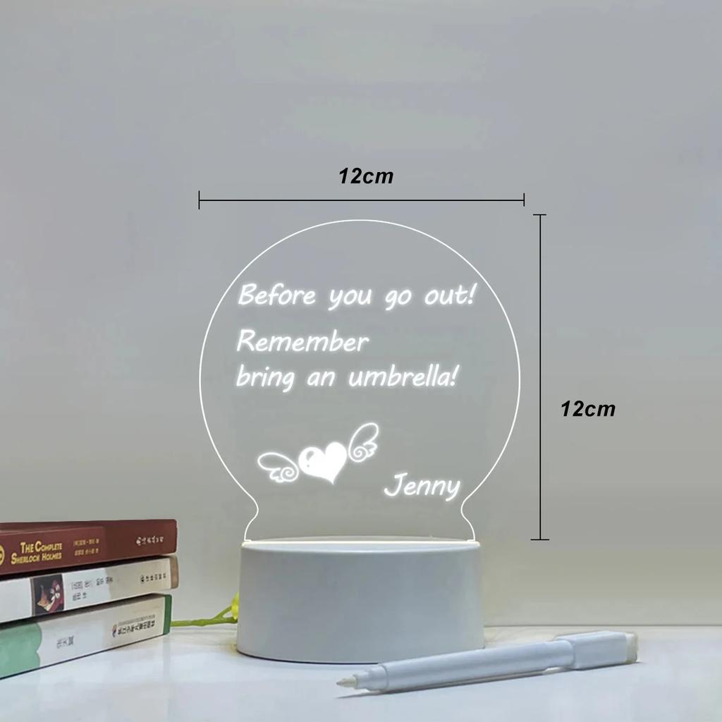 Rewritable Writing Board LED Night Light Transparent Luminous Acrylic Lamp USB Plug Glowing Calendar Desktop Ornament Home Decor