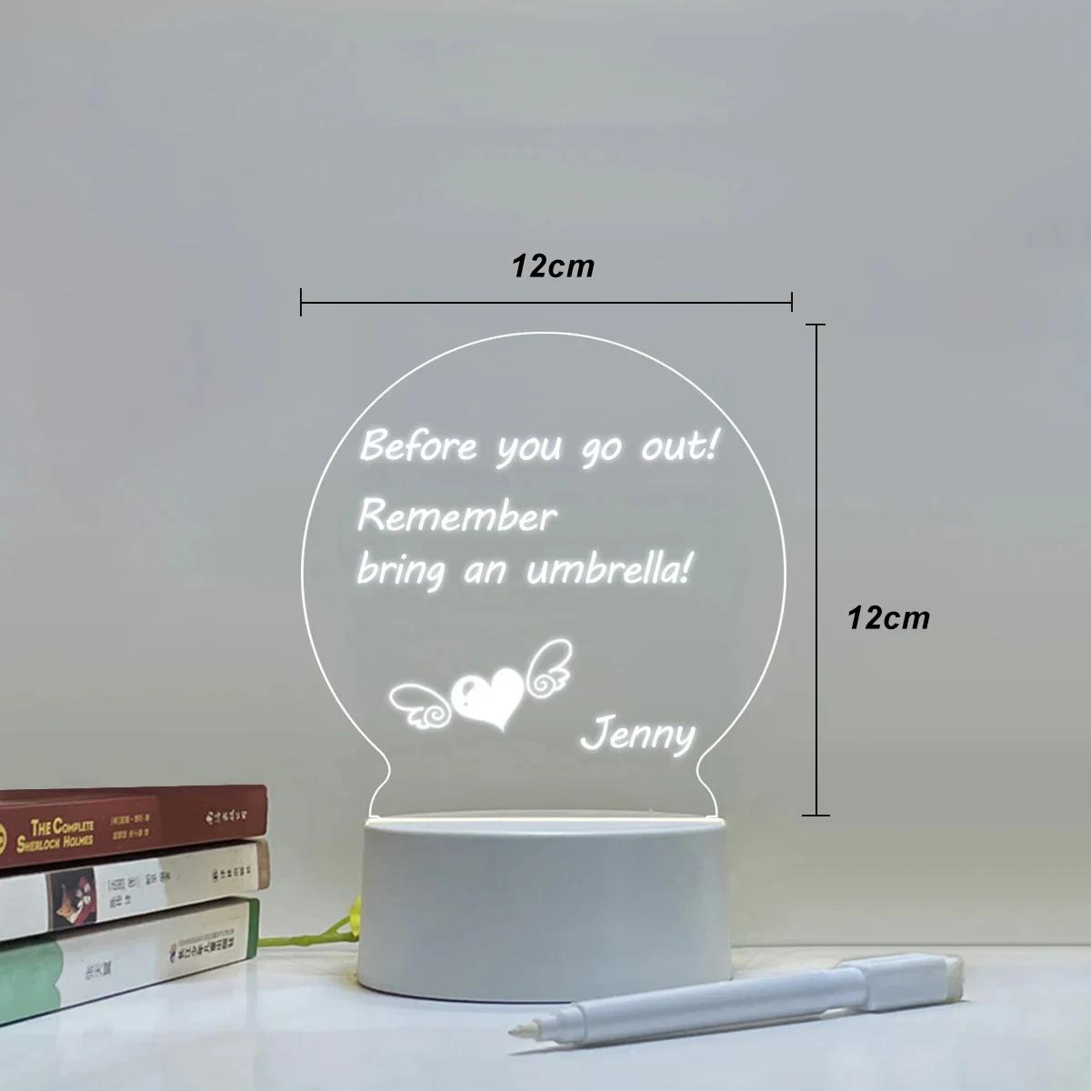 

Rewritable Writing Board LED Night Light Transparent Luminous Acrylic Lamp USB Plug Glowing Calendar Desktop Ornament Home Decor