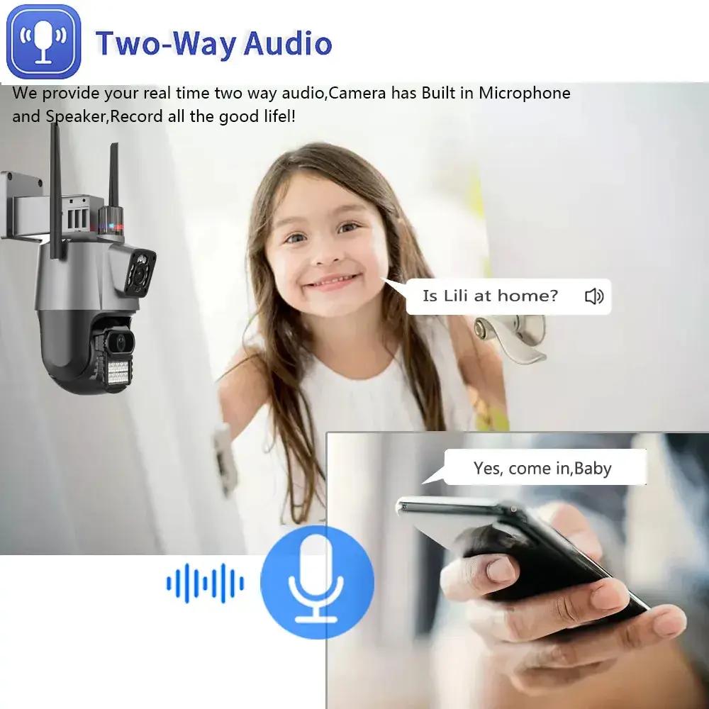 4K 8MP Dual Lens Dual Screen IP Camera WIFI Waterproof Color IR Night Vision Auto Tracking WIFI Surveillance Cameras V380pro App
