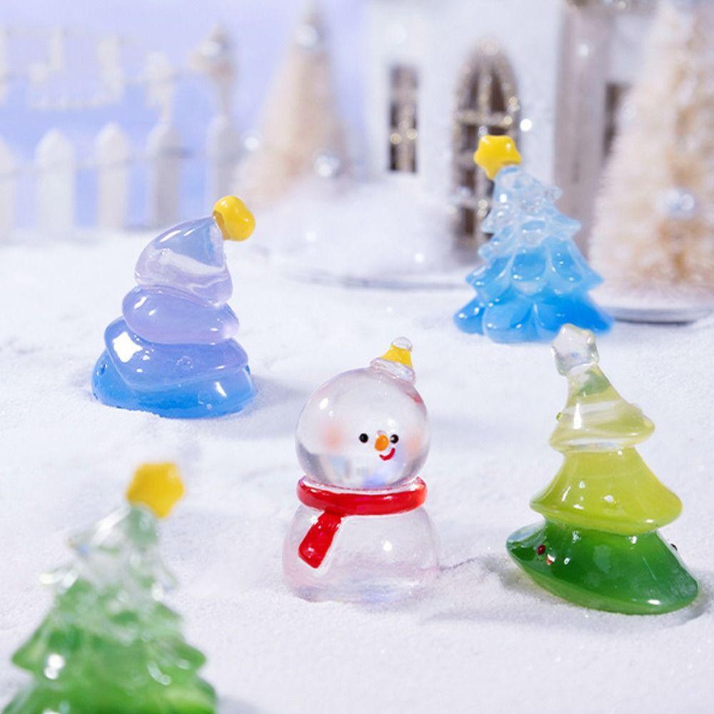 10pcs Cute Snowman Miniature Figurines Transparent Merry Christmas Decoration  Christmas Gift