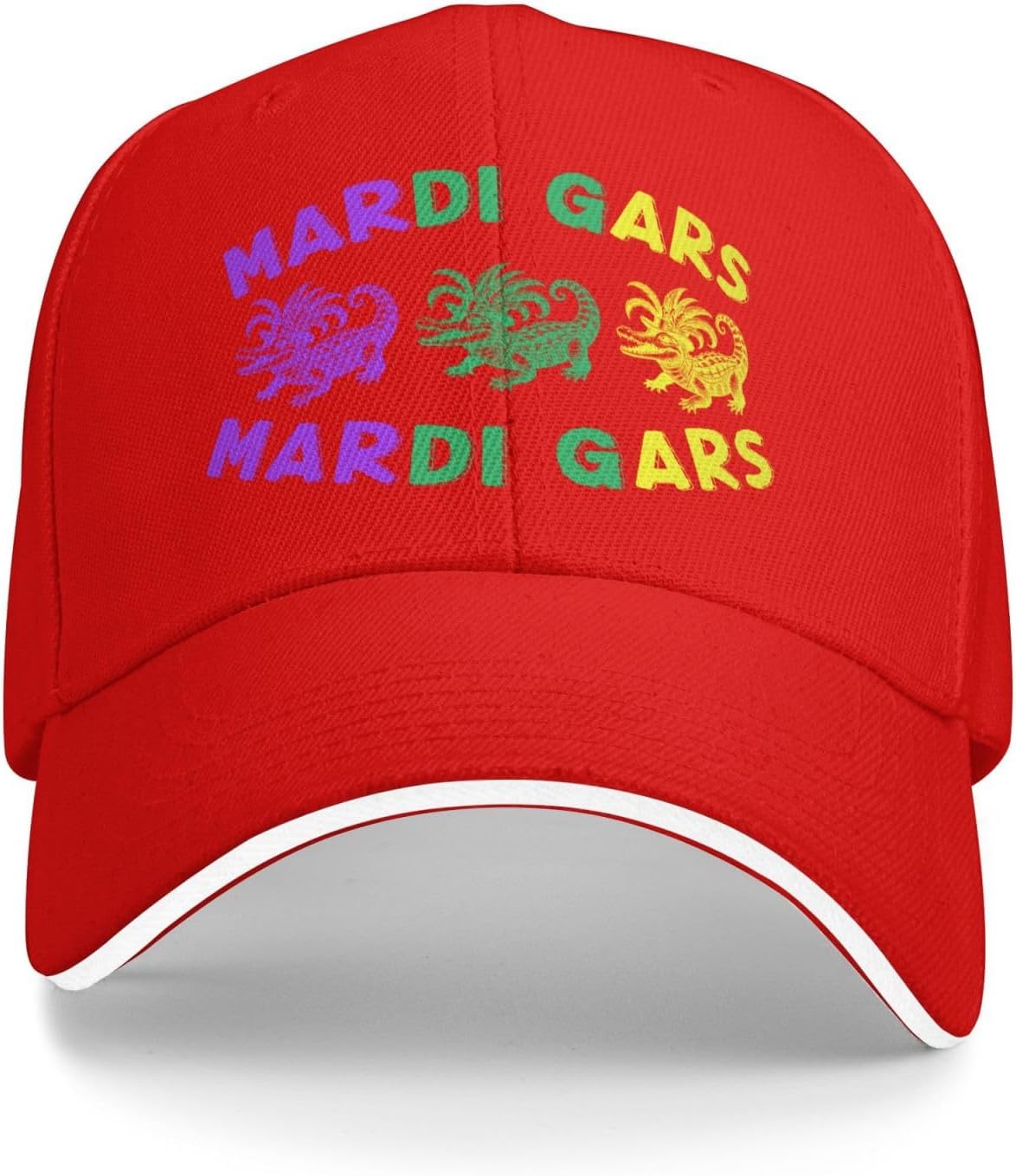 Mardigator Alligator Mardi Gras Baseball Cap Adjustable Polyester Casual Unisex Adult Hat One Size