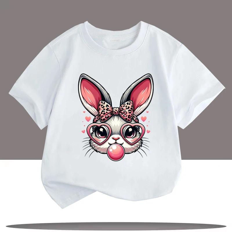 Rabbit Printed Pattern Children Tshirts Summer Girls Boys Casual Colorful Cute Tops Funny Kids ONeck Short Sleeve Tshirts