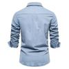 Automne Coton Chemise en Denim pour Homme Couleur Unie Poche Unique Décontractée Manches Longues Chemise en Jean d'Automne pour Homme