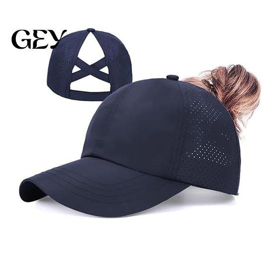 Outdoor Activity Baseball Hat Women Cap, Adjustable Elastic Straps Quick-Drying Sun Hat, Cap Criss-Cross Ponytail Design for Running Yoga Hiking
