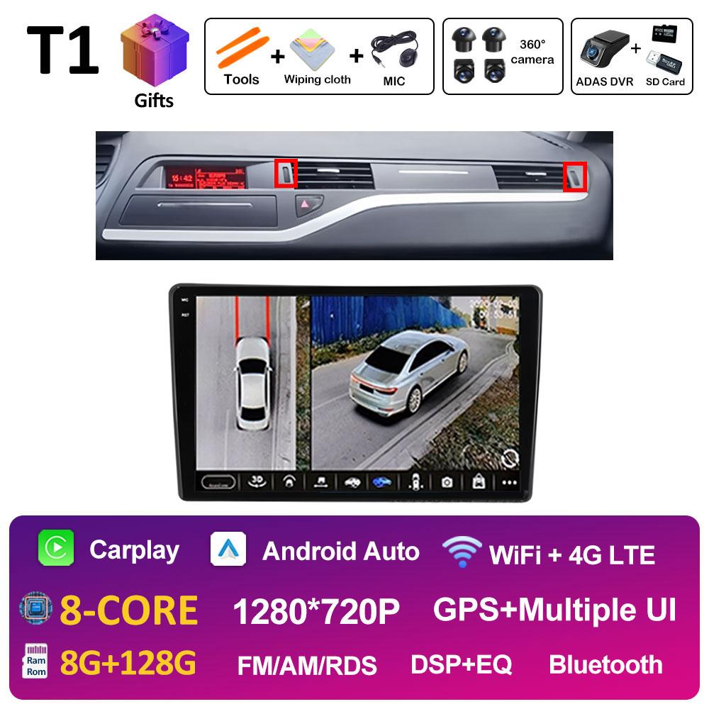 GPS Navigation Android 14 For Citroen C5 2008 2009 2010 2011 2012 2013 - 2017 Car Multimedia Radio Video Player QLED IPS Screen