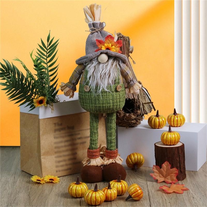 Decorative Rudolf Gnomes Stuffed Doll, Maple Leaf Craft for Autumn Displays