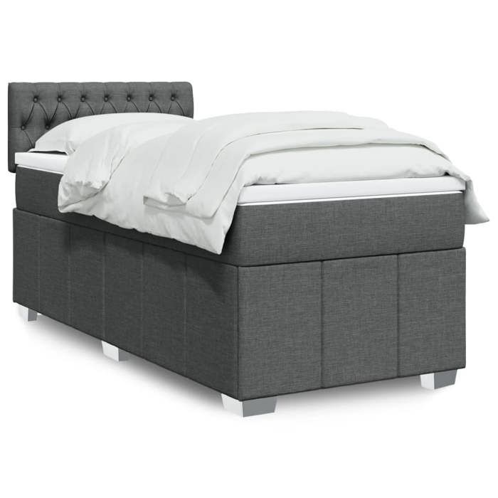 VidaXL Slatted Bed Base and Mattress Dark Grey 90x190 Cm Fabric 3286931