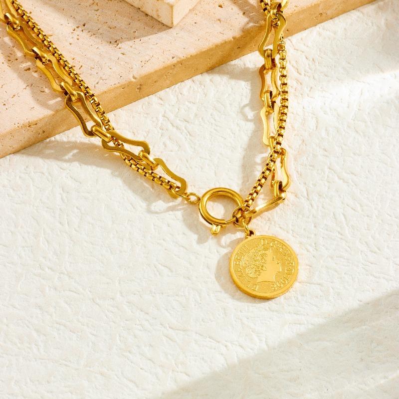 Set di Gioielli con Ciondolo Moneta d'Oro: Collana, Bracciale e Orecchini