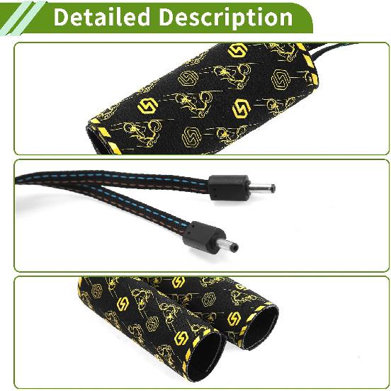 Heated Motorcycle Hand Grips Cover 20-90V Handlebar Cover 6 Gear Adjustable Temperature with Memory Function Metal Heating Film Cloth Black 1 Set